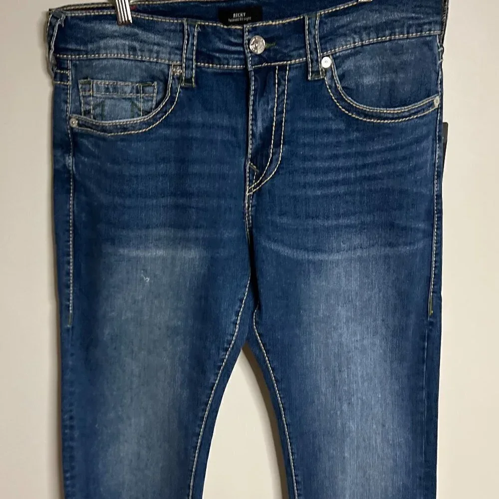 True Religion RICKY BIG T STITCH STRAIGHT JEAN Size 34 x 32